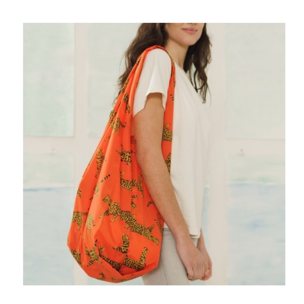 BAGGU Bengal Cat Print, Standard Shopper, Red